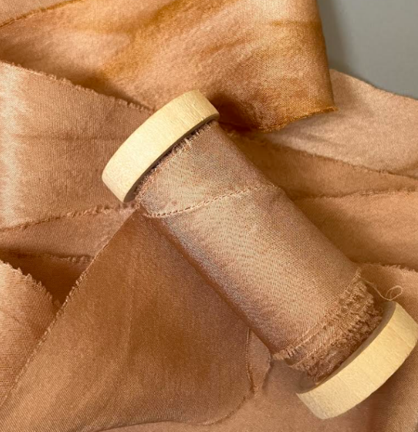 Golden Rosey Tan Silk Ribbon-3 Yards